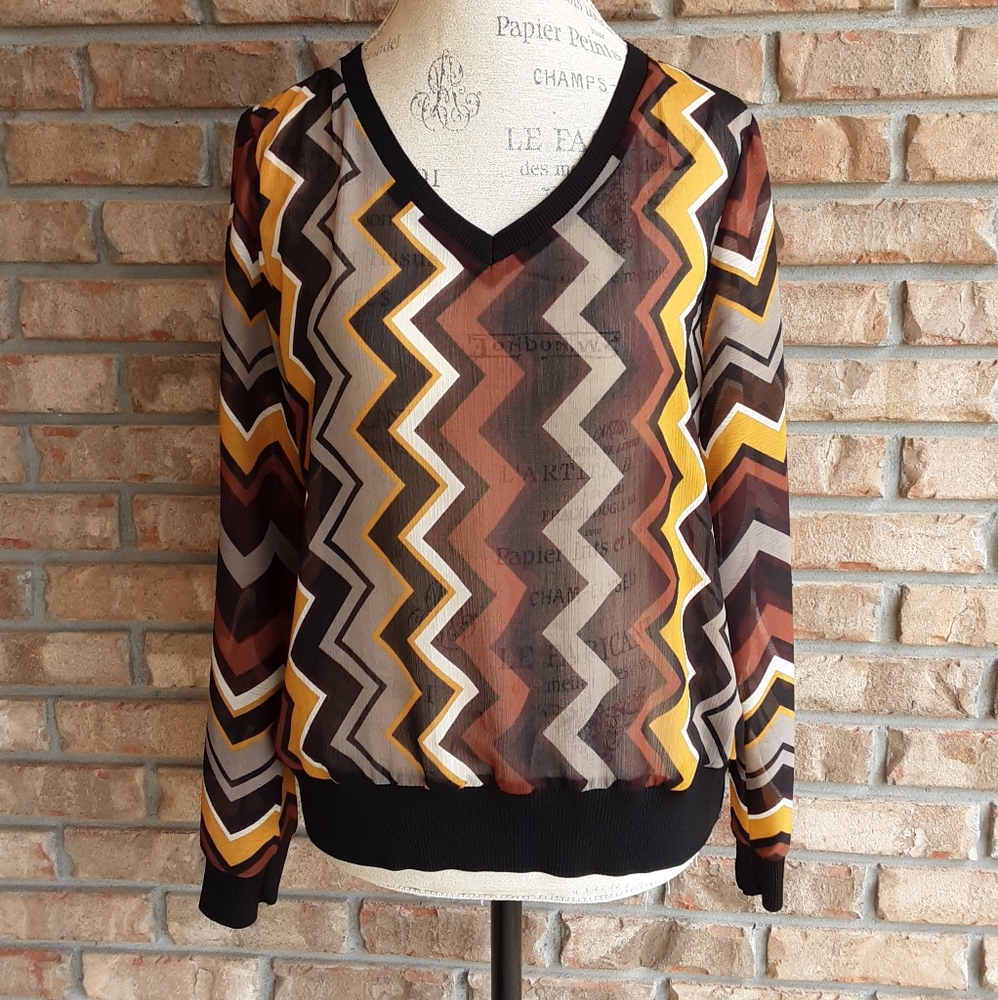 Missoni Chevron Print Long Sleeve Blouse.